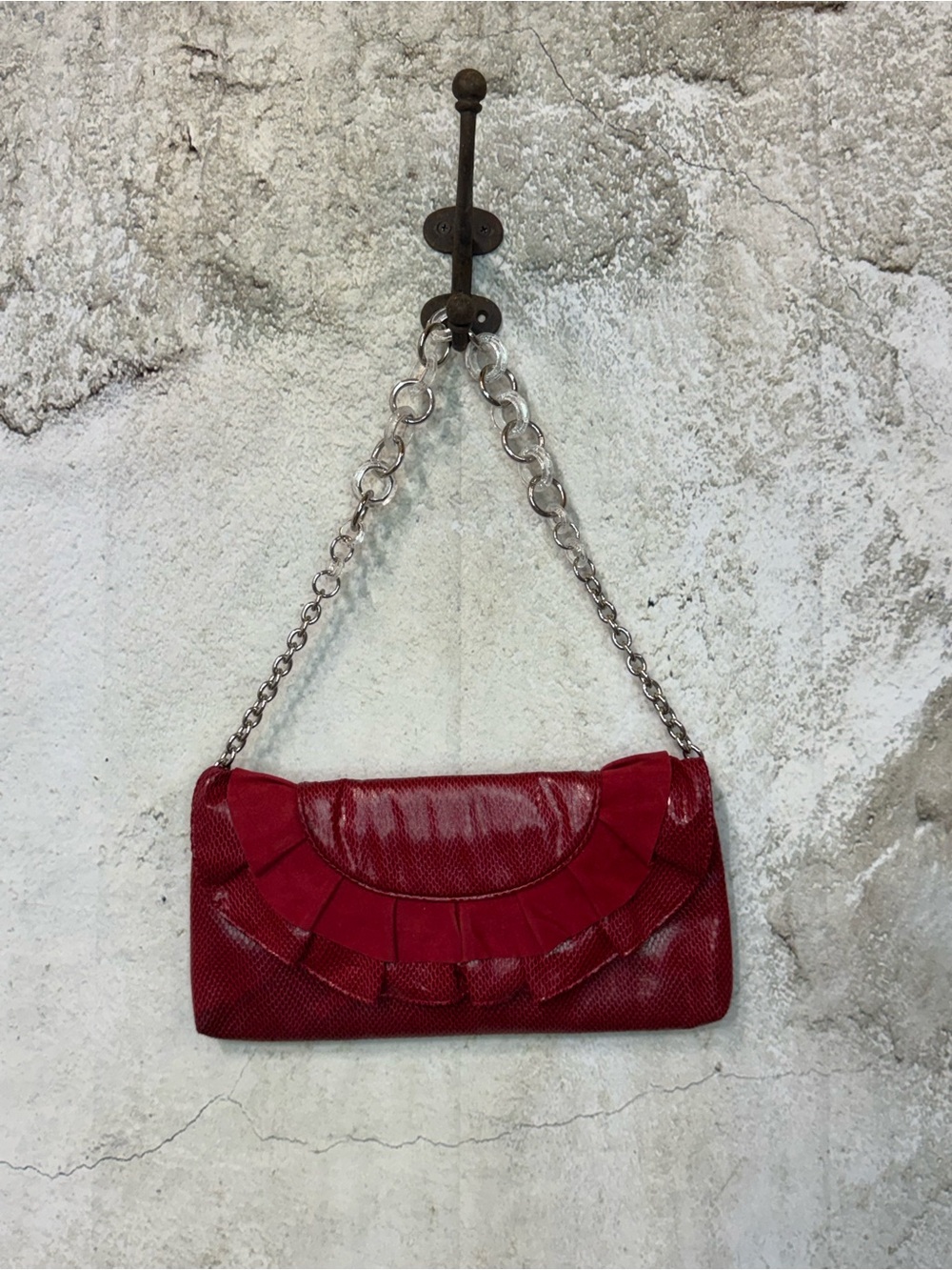 White House Black Market Red Chain-Handle Shoulder Clutch